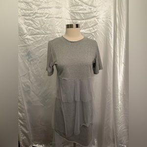 Grey asymmetrical tulle dress